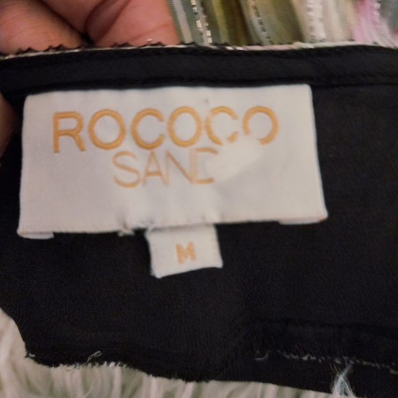 ROCOCO SAND SILK FLORAL TIERED MINI DRESS ADJUSTABLE STRAPS WOMENS MEDIUM - Picture 3 of 16